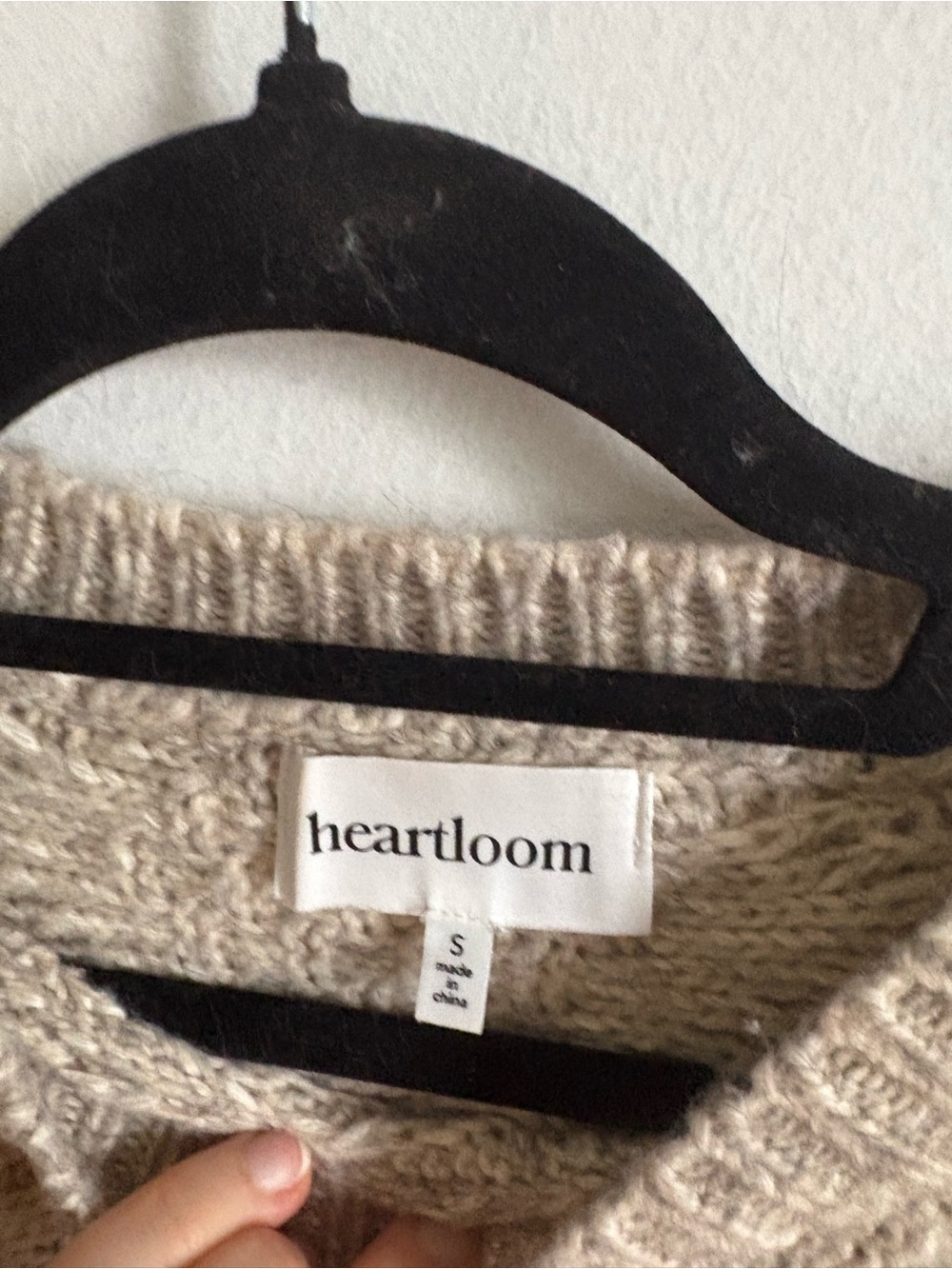 Heartloom Sz S Cotton Wool Cream Cable Knit Faux Leather Details Sweater - Picture 6 of 8